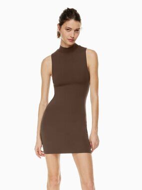 Aritzia Babaton Contour Mockneck Mini Dress, Brown - Size XS